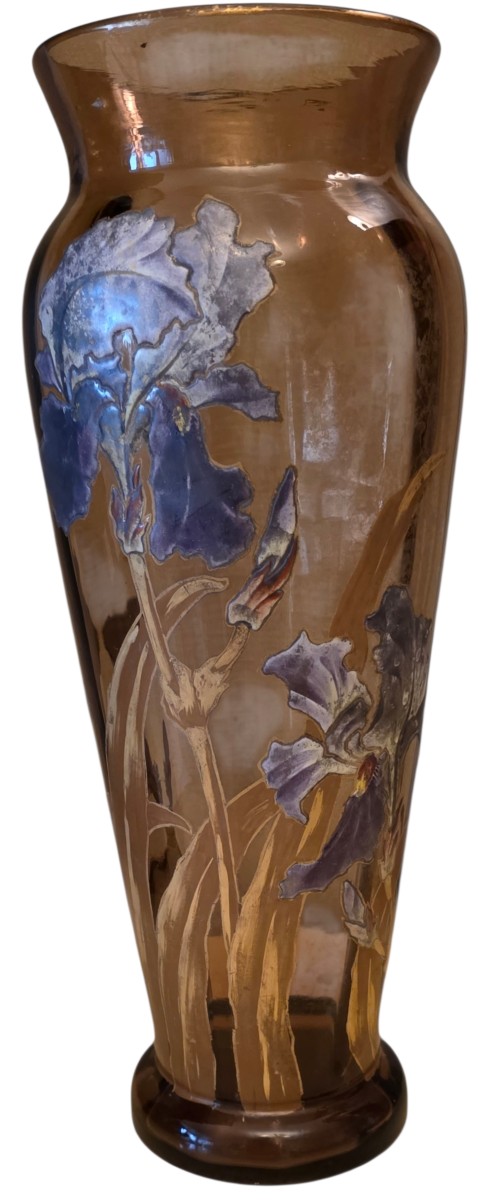 Montjoye Enameled Vase Coloured H 37 Cm
