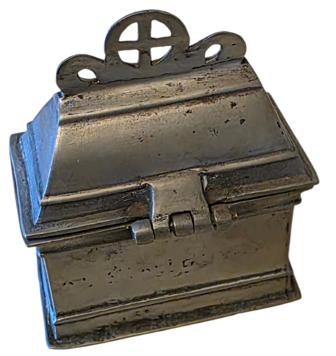 Coffret à Huiles Saintes En étain 18eme Siècle