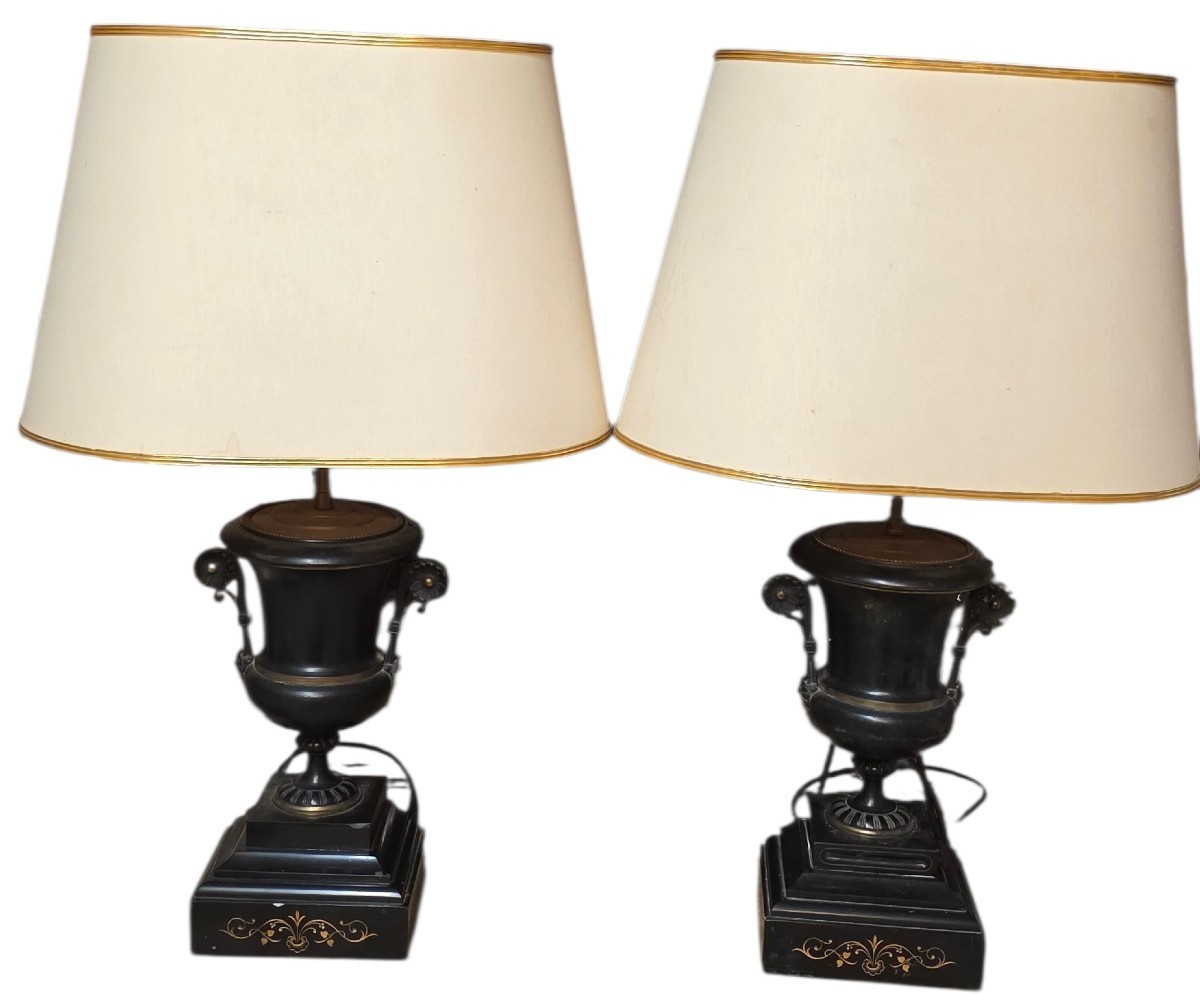 Paire de lampes marbre Napoléon III 