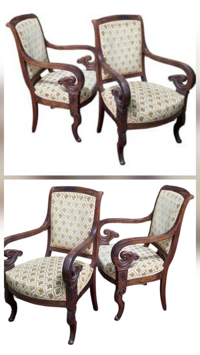 D'une serie de 4 fauteuils d’époque restauration en acajou de Cuba XIXeme