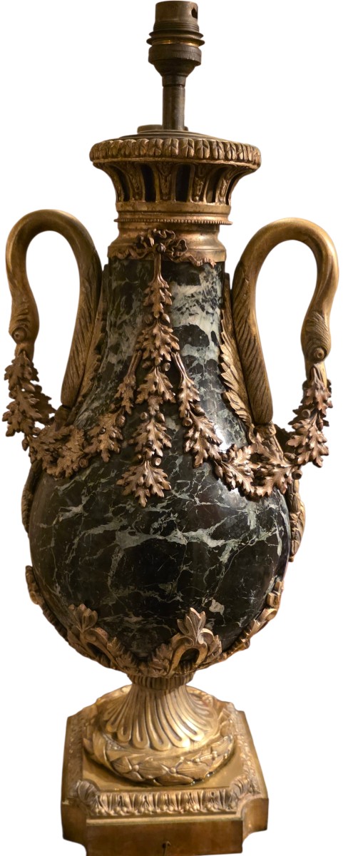 Grande Vases Urnes XIXème En Marbre Et Bronze Doré
