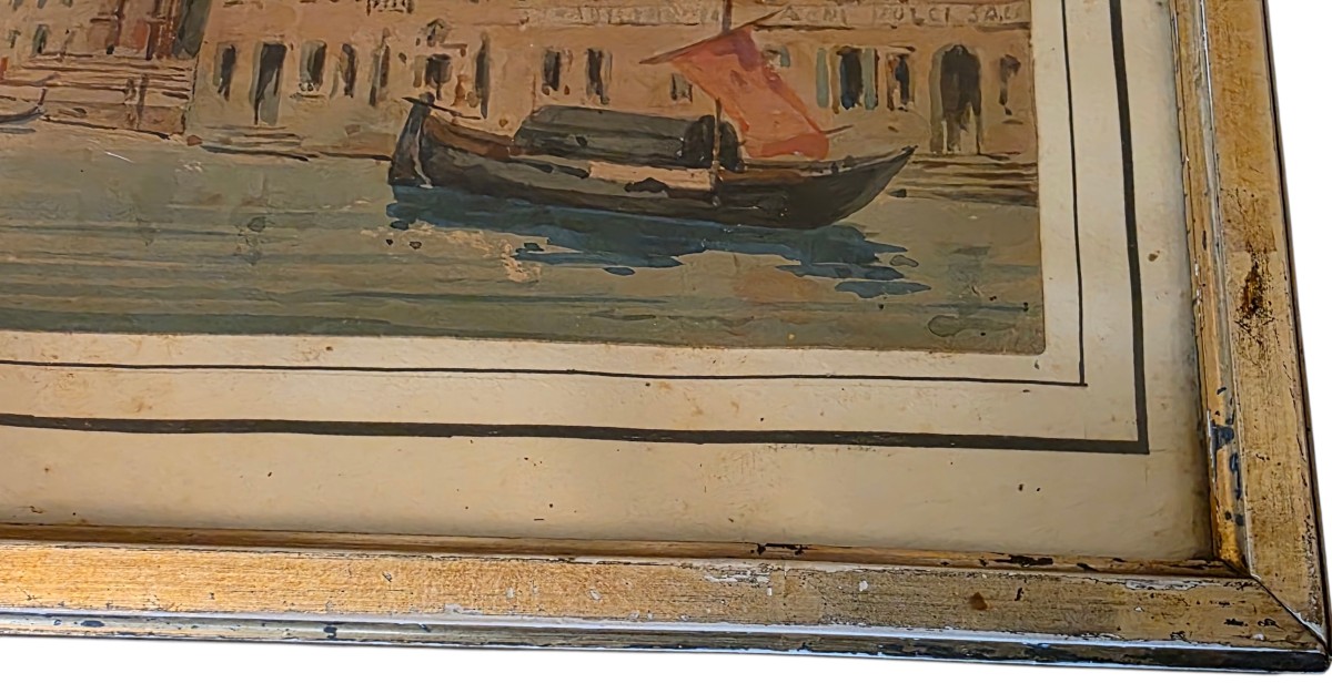 Watercolor Of Venice, The Grand Canal With The Basilica Of Santa Maria, Signed Canella-photo-4