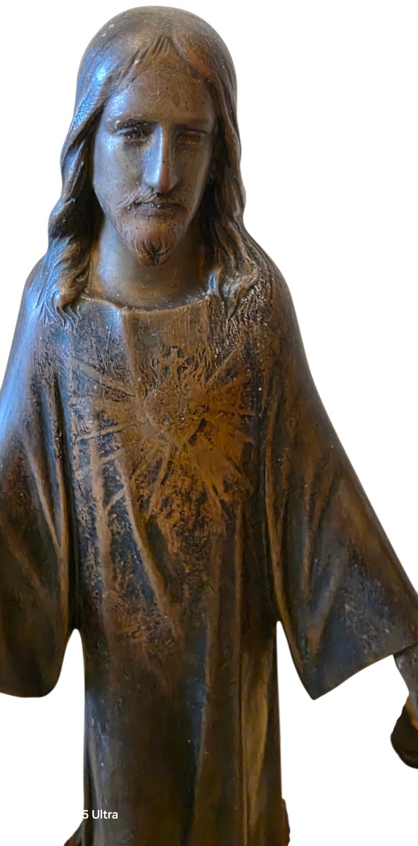 Jesus Christ Bronze Ferdinand Barbedienne Signed Albert Dominique Rose-photo-1