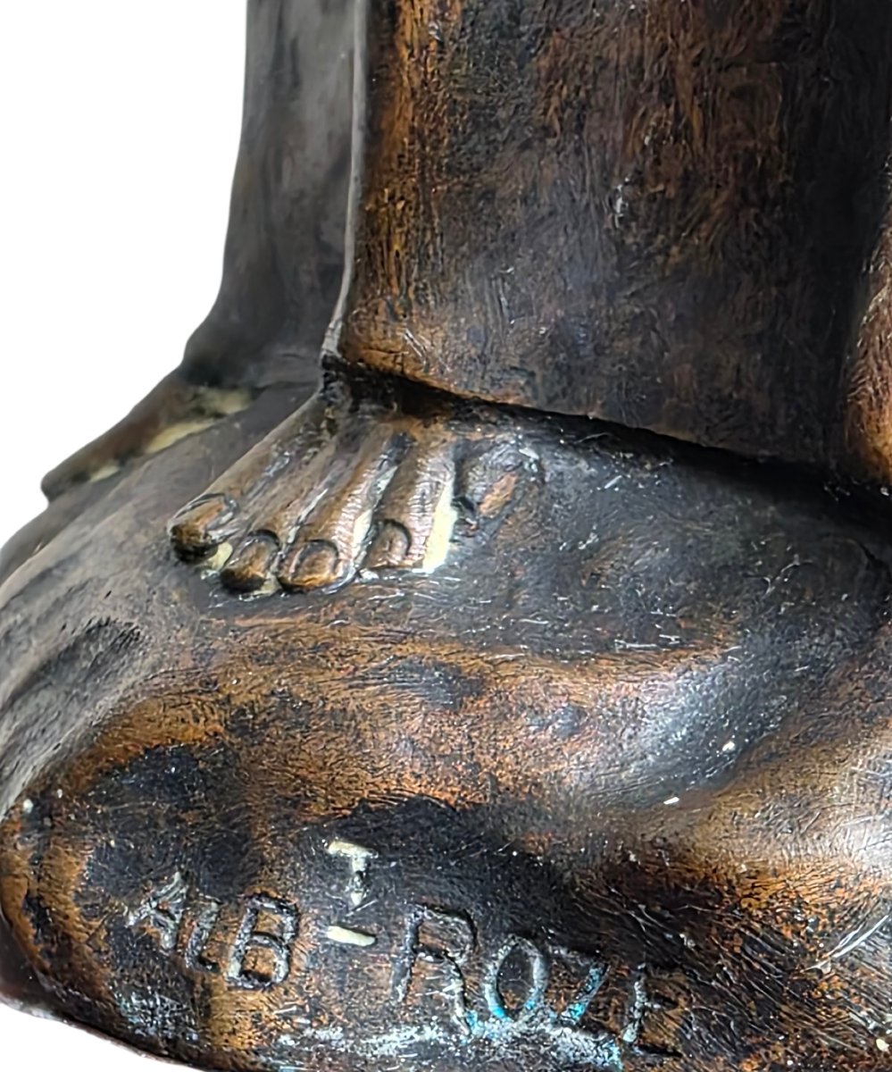 Jesus Christ Bronze Ferdinand Barbedienne Signed Albert Dominique Rose-photo-4