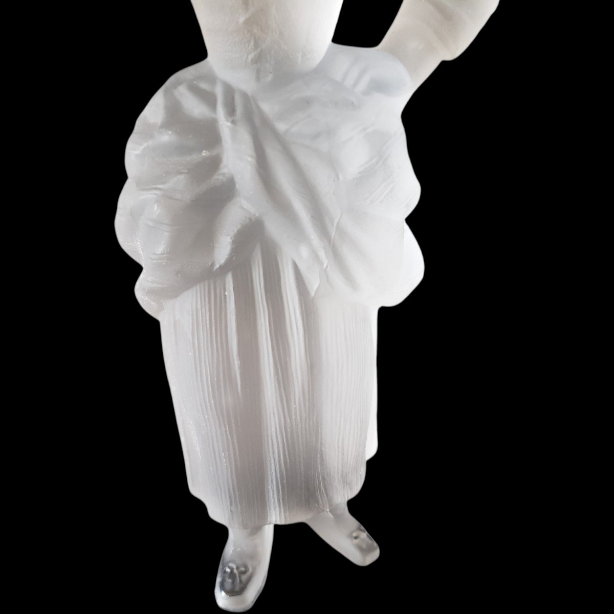 Holyrood Glassworks Paire de bougoirs Personnages Paysans En Cristal satiné circa 1870-photo-3