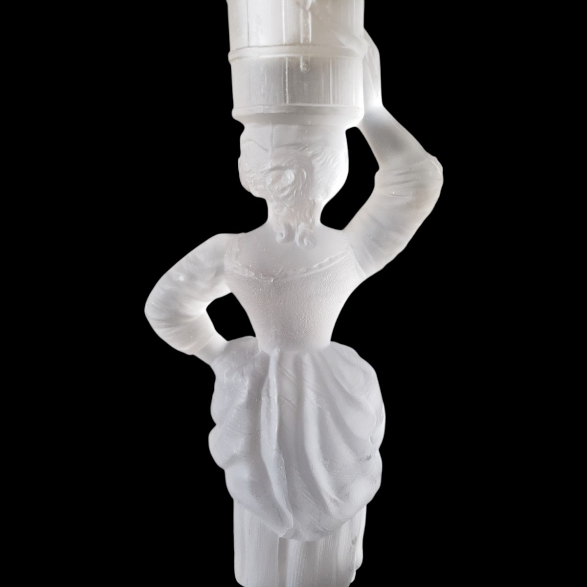 Holyrood Glassworks Paire de bougoirs Personnages Paysans En Cristal satiné circa 1870-photo-7