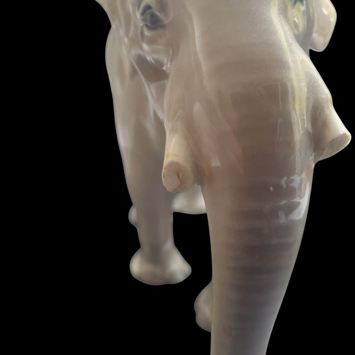 Bing & Grondahl Elephant Sculpture, White Glazed Porcelain, Denmark-photo-3