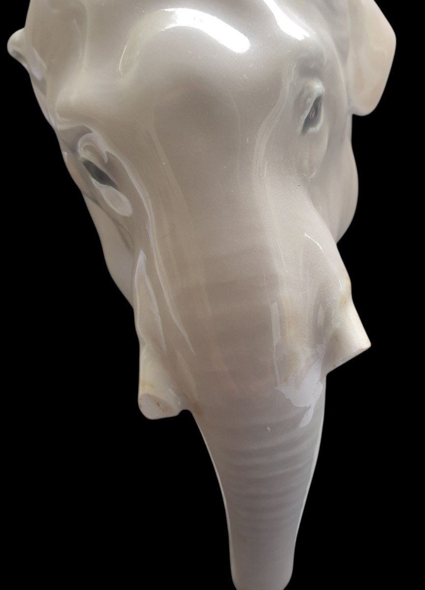 Bing & Grondahl Elephant Sculpture, White Glazed Porcelain, Denmark-photo-6