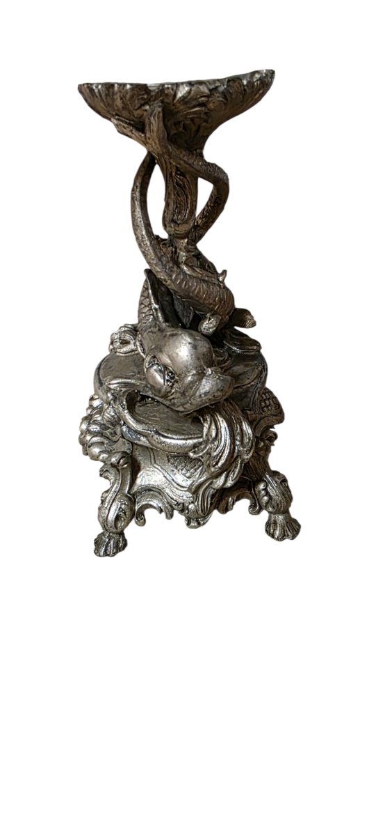 Baccarat Important Centerpiece With Dolphins In Molded Crystal And Bronze-photo-3