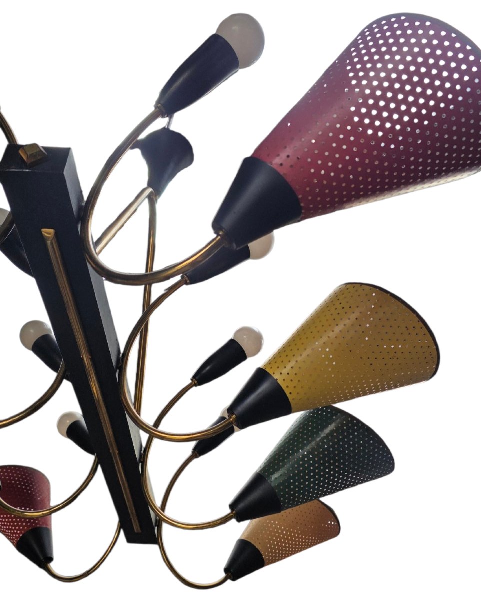 Mategot Mathieu Chandelier With 16 Lights, Circa 1950, Multiple Colors -photo-5