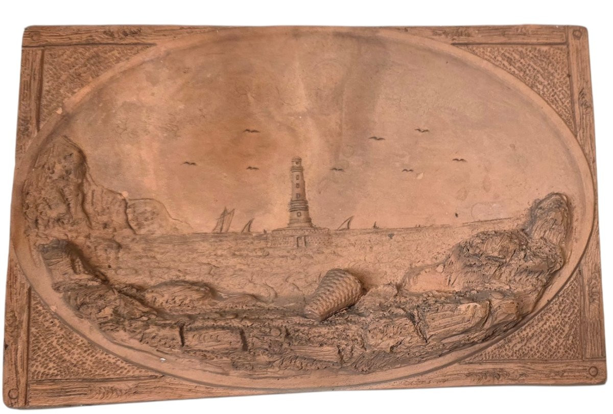 Paire de bas-reliefs ecole bretone en terre cuite XIXeme -photo-4