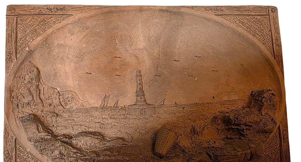 Paire de bas-reliefs ecole bretone en terre cuite XIXeme -photo-7