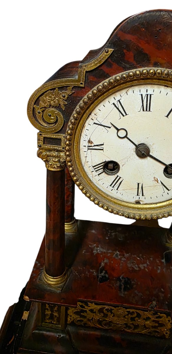 French Boulle Clock In Tortoiseshell, 19th Century -photo-3