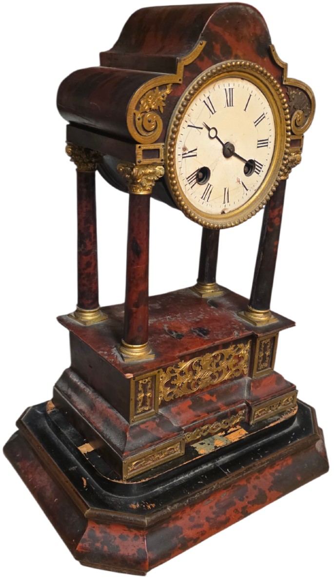 French Boulle Clock In Tortoiseshell, 19th Century 