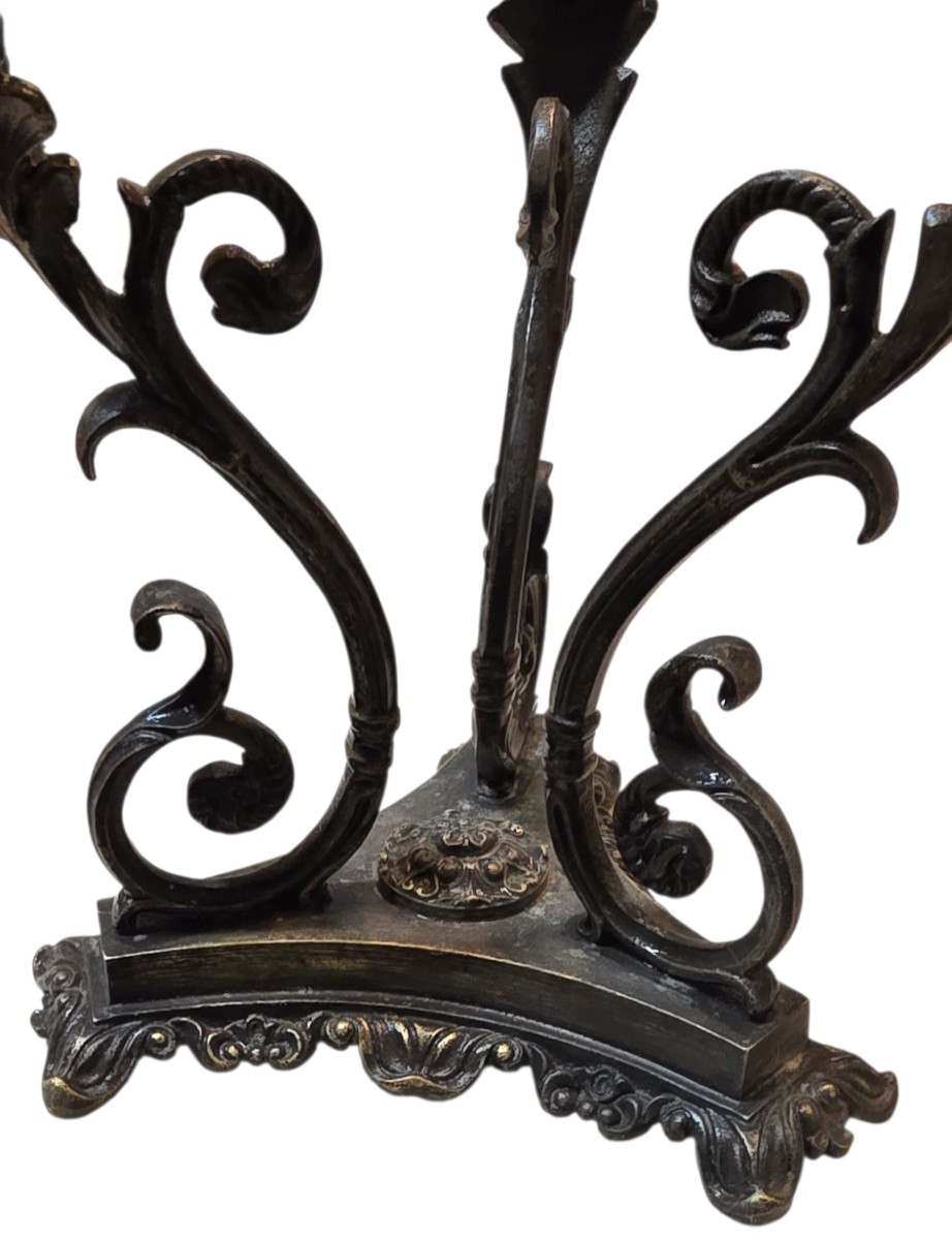 Bronze Oil Lamp Stand From The 19th Century -photo-2