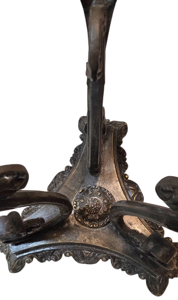 Bronze Oil Lamp Stand From The 19th Century -photo-4