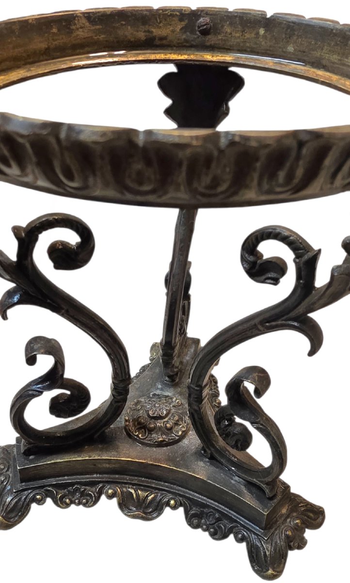 Bronze Oil Lamp Stand From The 19th Century -photo-3