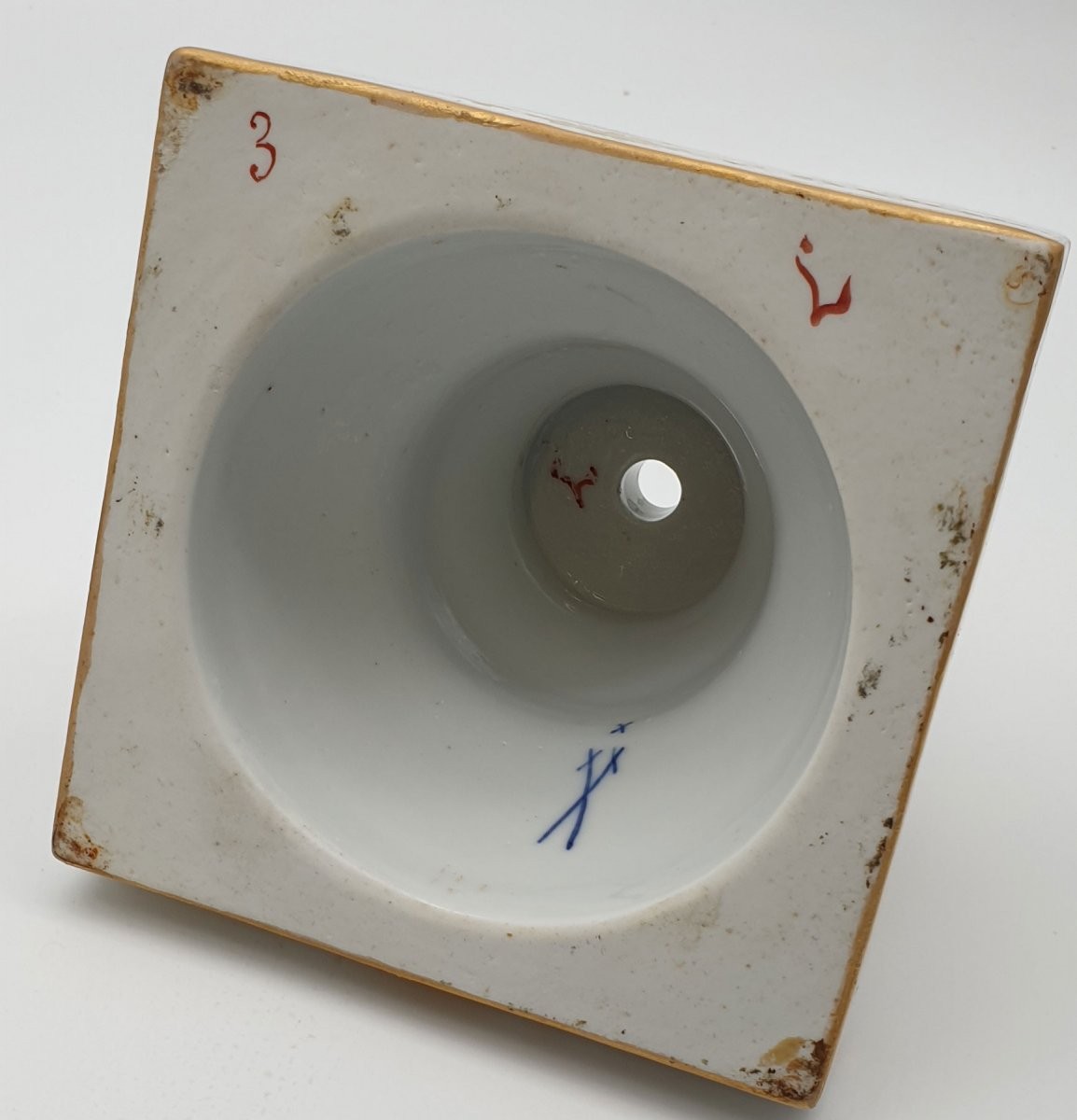 Meissen saxe ou Samson lampe 0il porcelaine Marcolini -photo-3