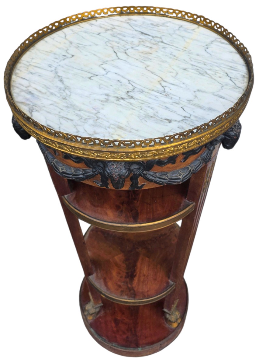 Guéridon circulaire en acajou  de forme cylindrique XIXeme -photo-3