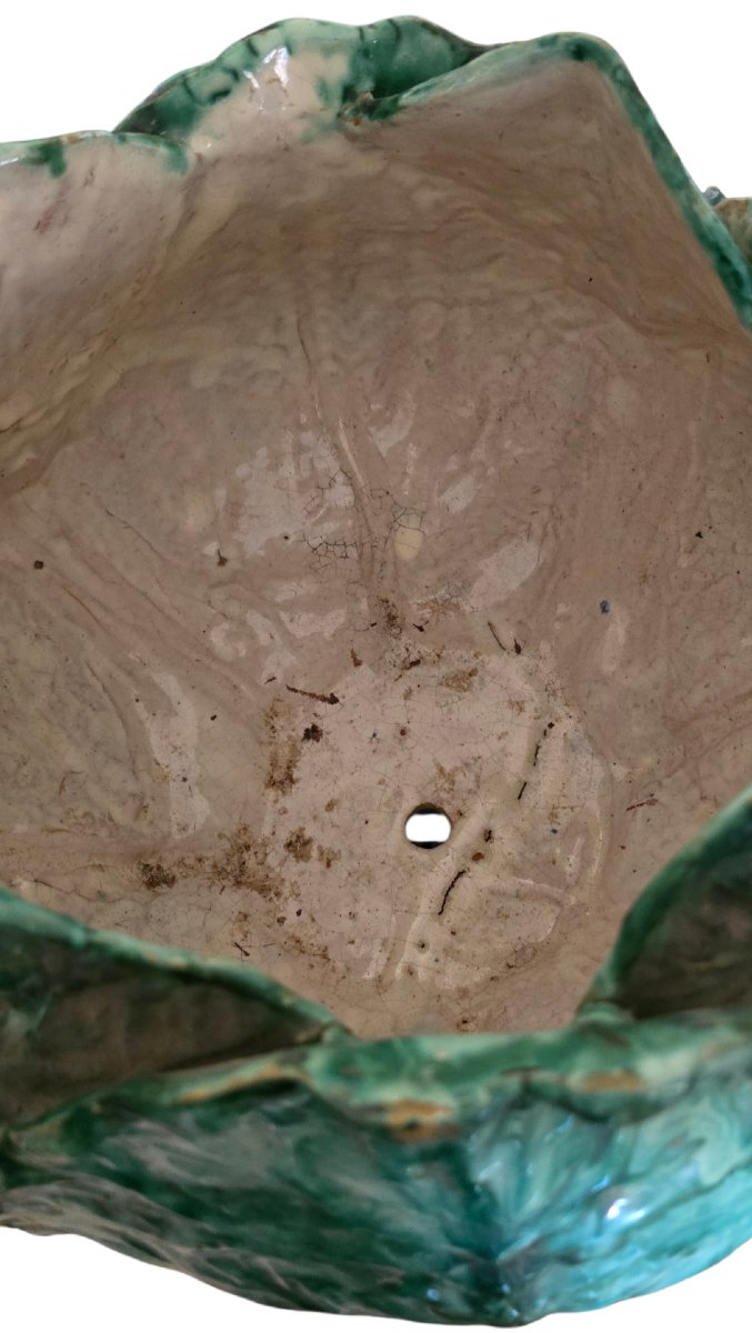 Jean robert dans le goût Important cache pot barbotine a décors d'un chou-photo-7