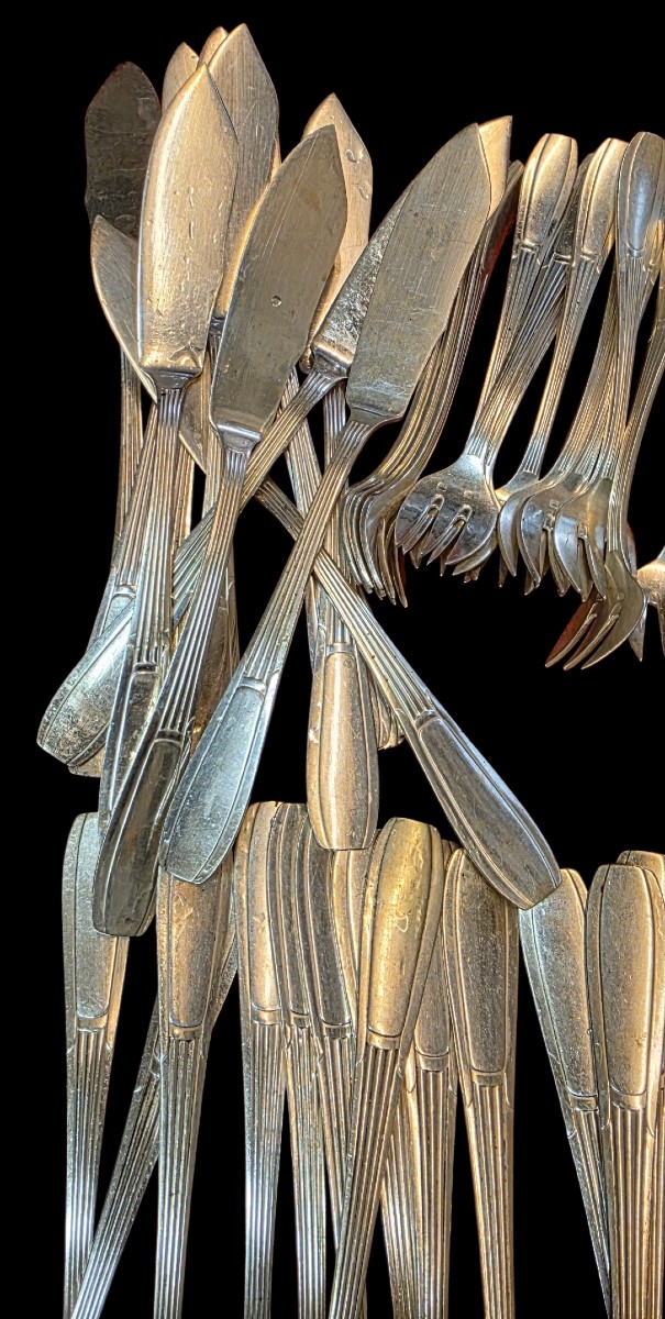 Ménagère de 120 pièces époque art déco poids 5,500 kg -photo-3