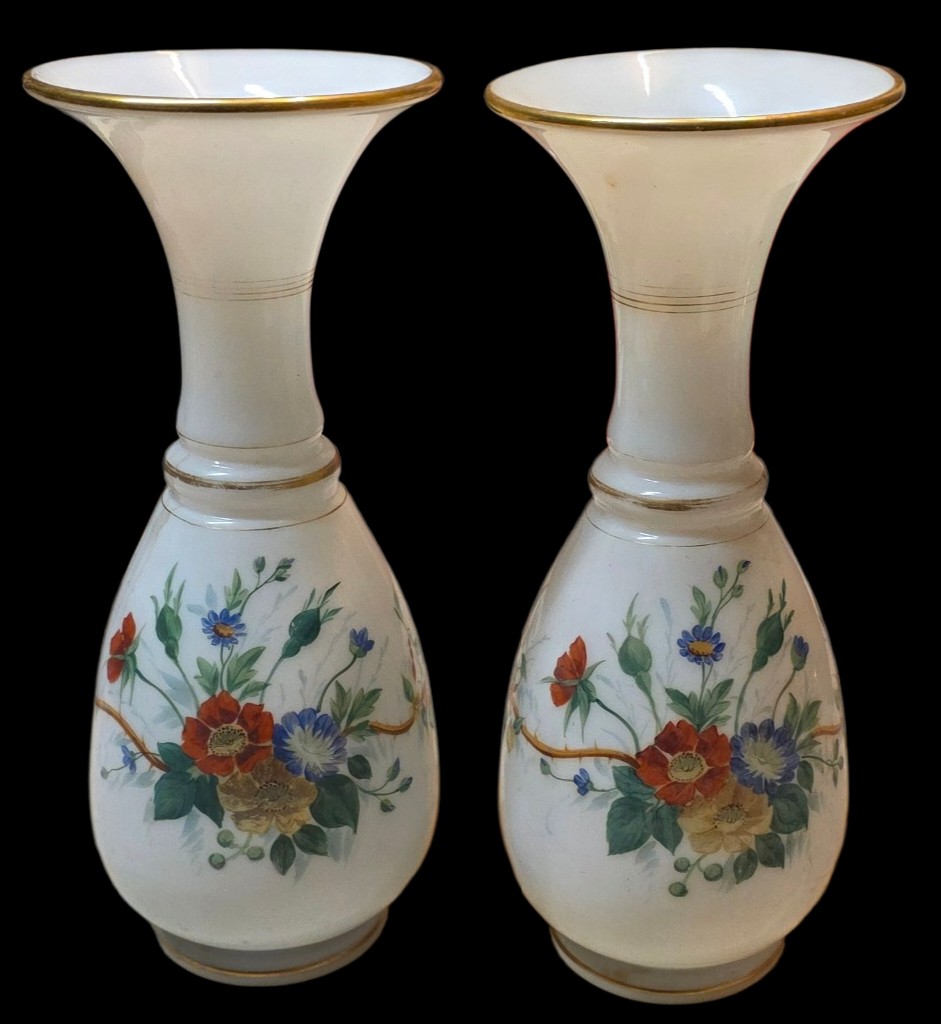 Pair Of Vase Montjoye With Blue And Poppy Aster Flower Decorations-photo-3