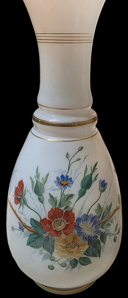 Pair Of Vase Montjoye With Blue And Poppy Aster Flower Decorations-photo-4