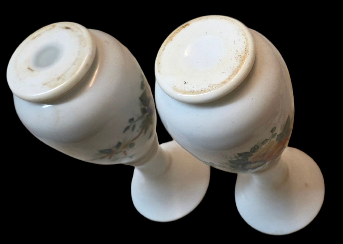 Pair Of Vase Montjoye With Blue And Poppy Aster Flower Decorations-photo-6