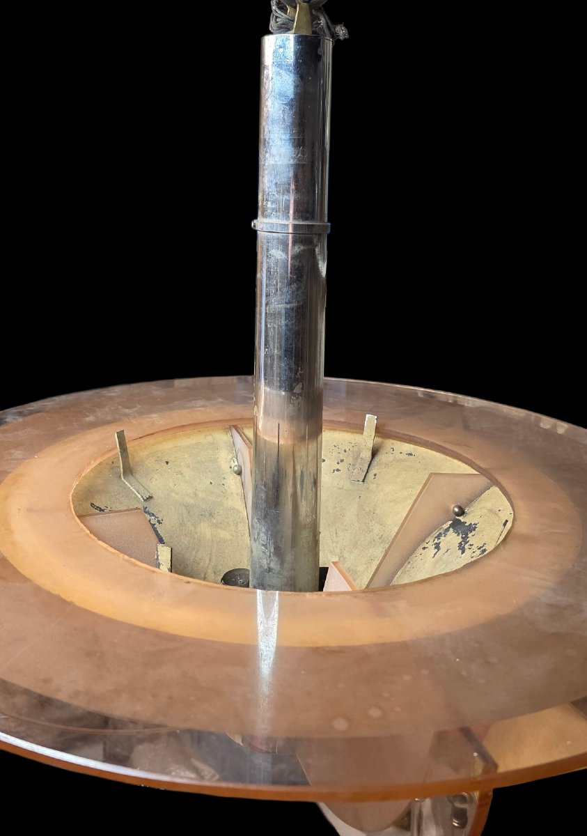 Lustre atelier petitot 1930 a plaques de verre et chrome -photo-1