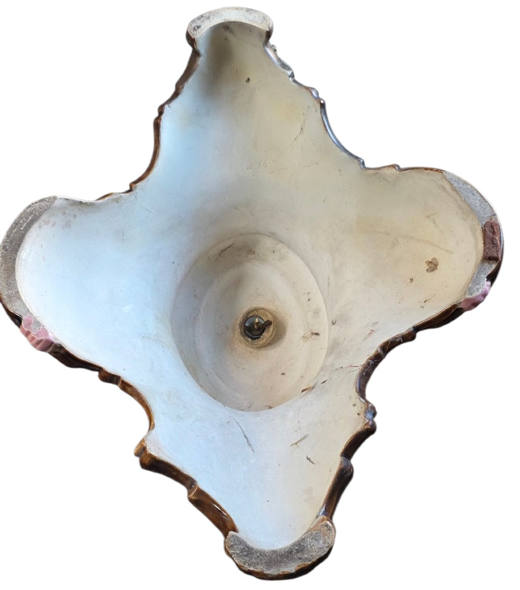 Support et pot céramique polychrome art nouveau vers 1900-photo-4