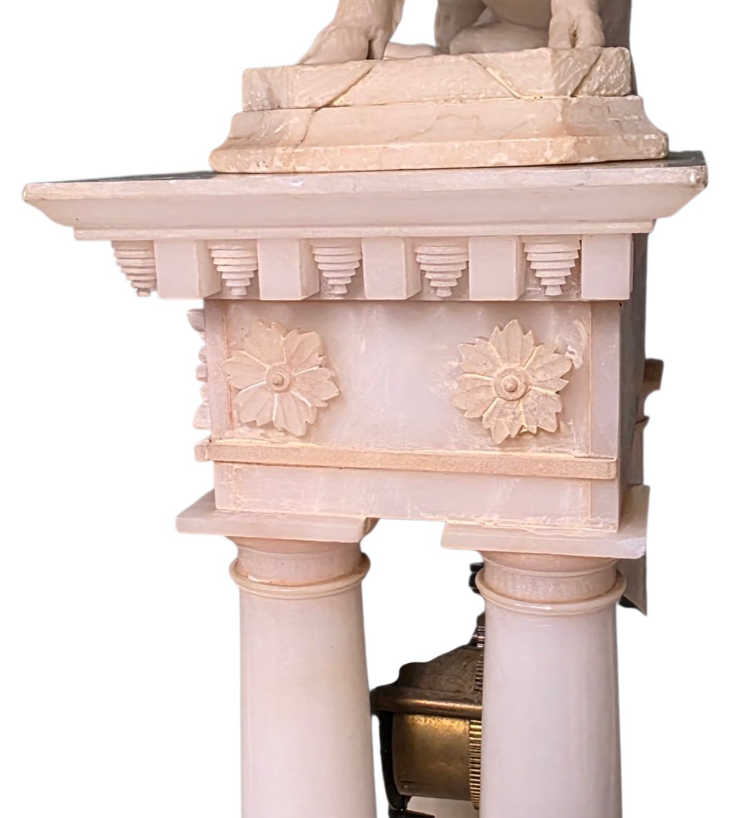 Pendule en marbre de carrare et bronze doré sculpture sanglier debut XIXeme -photo-2