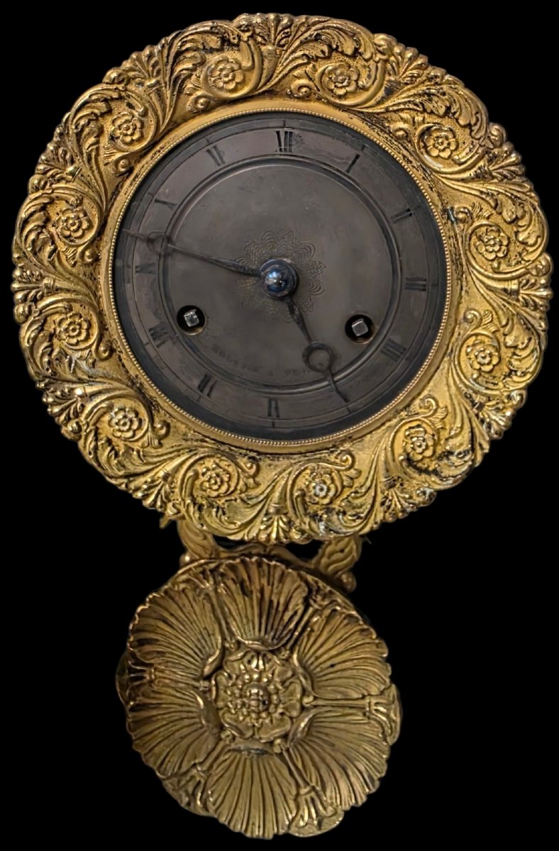 Pendule en marbre de carrare et bronze doré sculpture sanglier debut XIXeme -photo-5