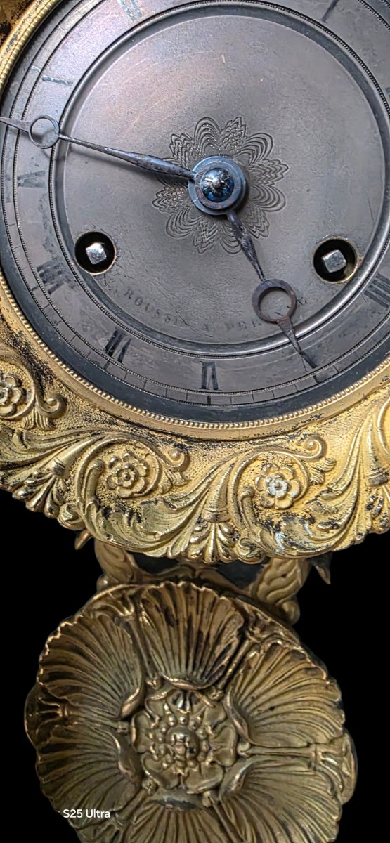 Pendule en marbre de carrare et bronze doré sculpture sanglier debut XIXeme -photo-6