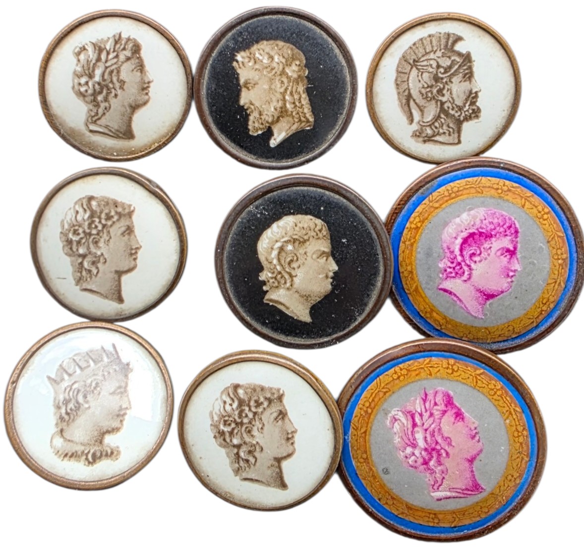 9 Antique Buttons, Probably From The Louis XVI Period