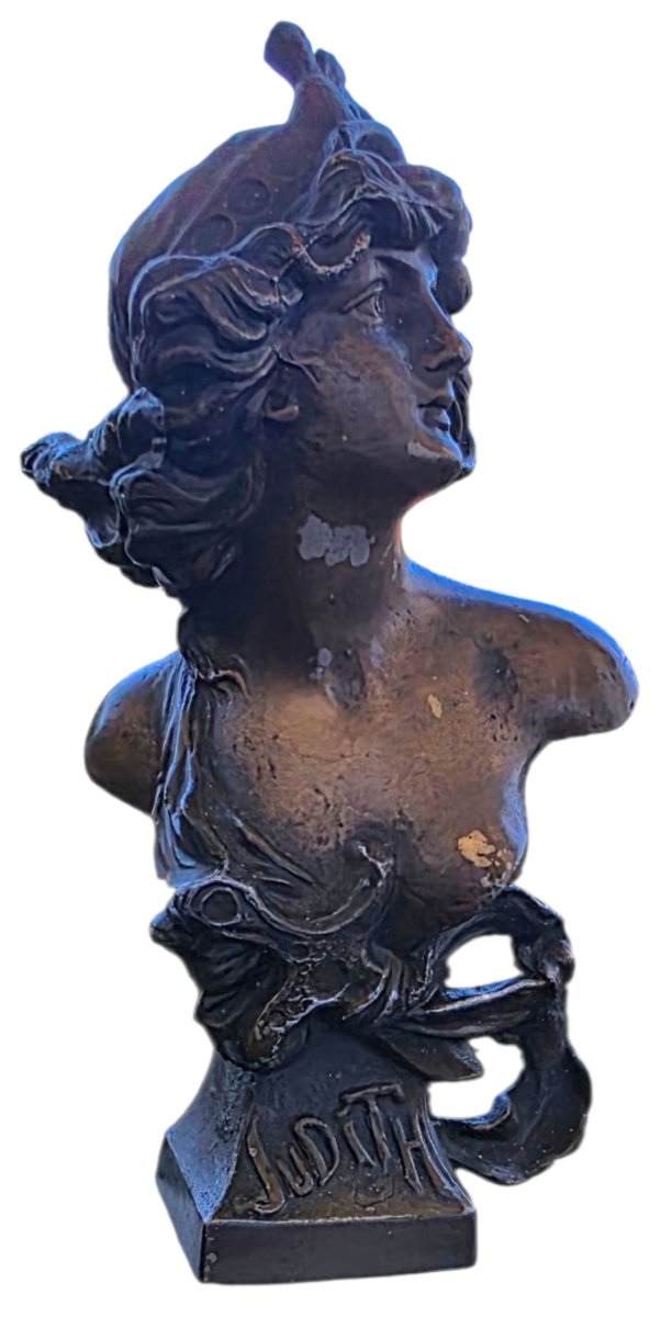 Sujet judith sur une colonne en onyx avec thermomètre 1900-photo-2