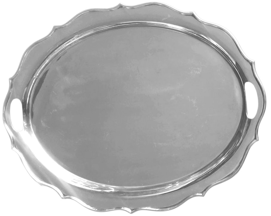 Plateau argent massif anglais lion passant 2,200 kg Argent Sterling-photo-2