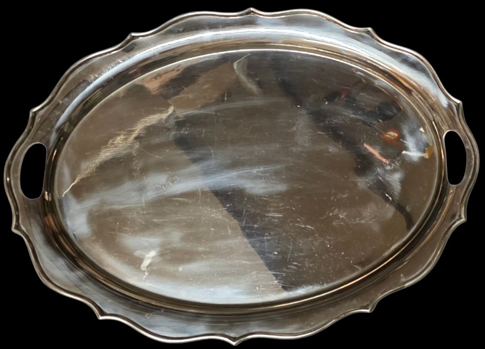 Plateau argent massif anglais lion passant 2,200 kg Argent Sterling-photo-3