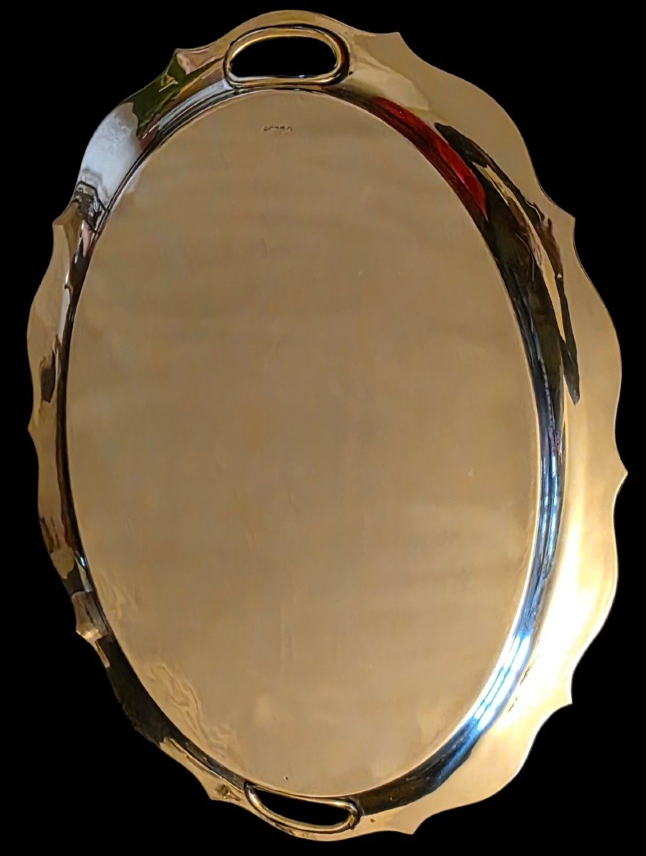 Plateau argent massif anglais lion passant 2,200 kg Argent Sterling-photo-1