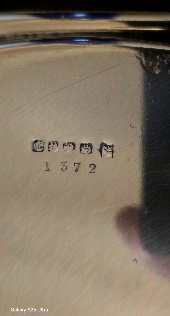 Plateau argent massif anglais lion passant 2,200 kg Argent Sterling-photo-3