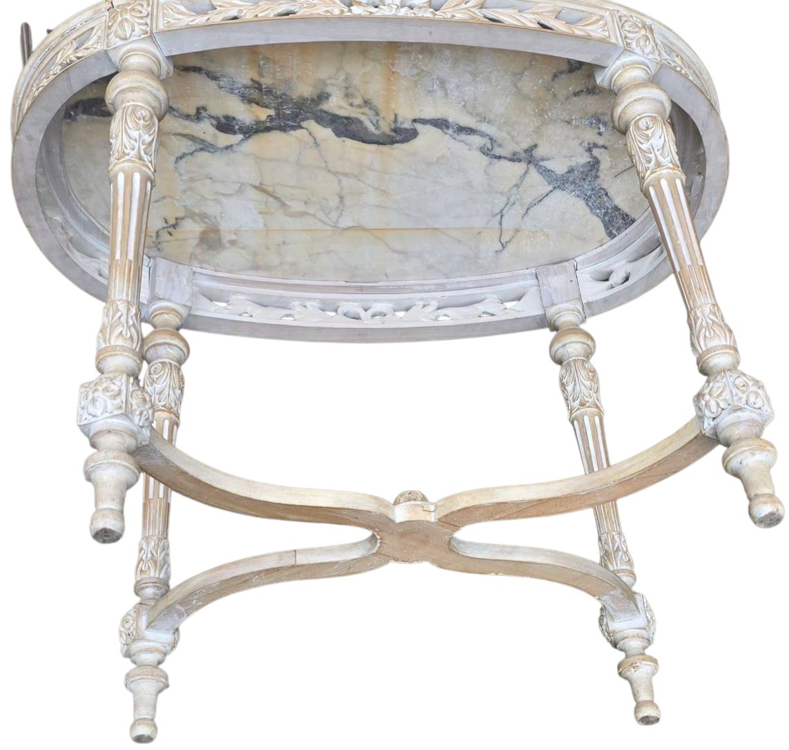 Louis XVI Middle Table Of Cerusè Painting On Marble-photo-4