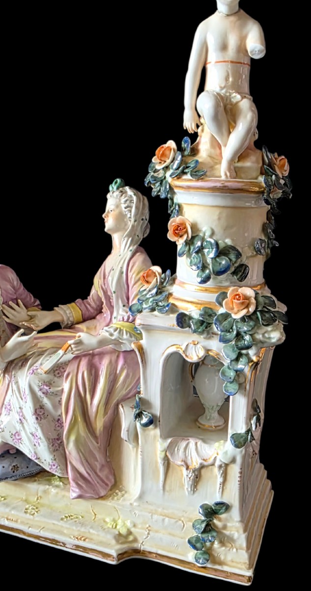 Important groupe porcelaine allemagne meisse sax polychrome Hauteur 30 cm-photo-2