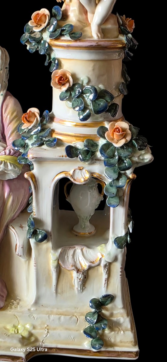 Important groupe porcelaine allemagne meisse sax polychrome Hauteur 30 cm-photo-3