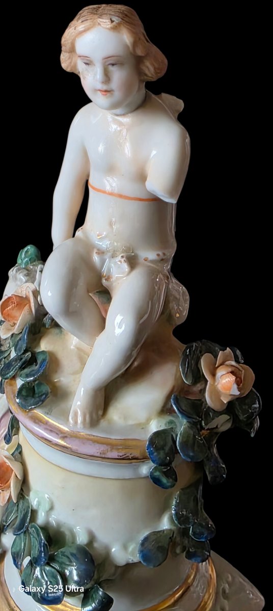 Important groupe porcelaine allemagne meisse sax polychrome Hauteur 30 cm-photo-4