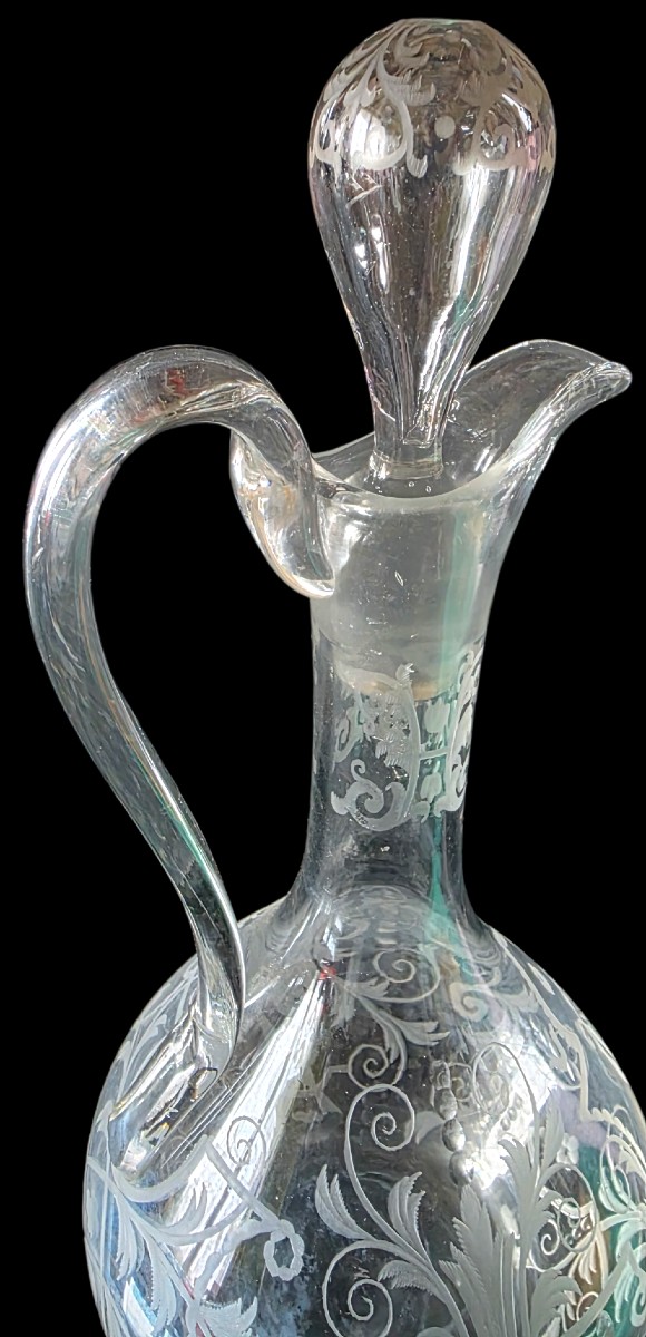  Lobmeyr Vienne carafe aiguiere cristal taillé a la roue XIXeme -photo-2