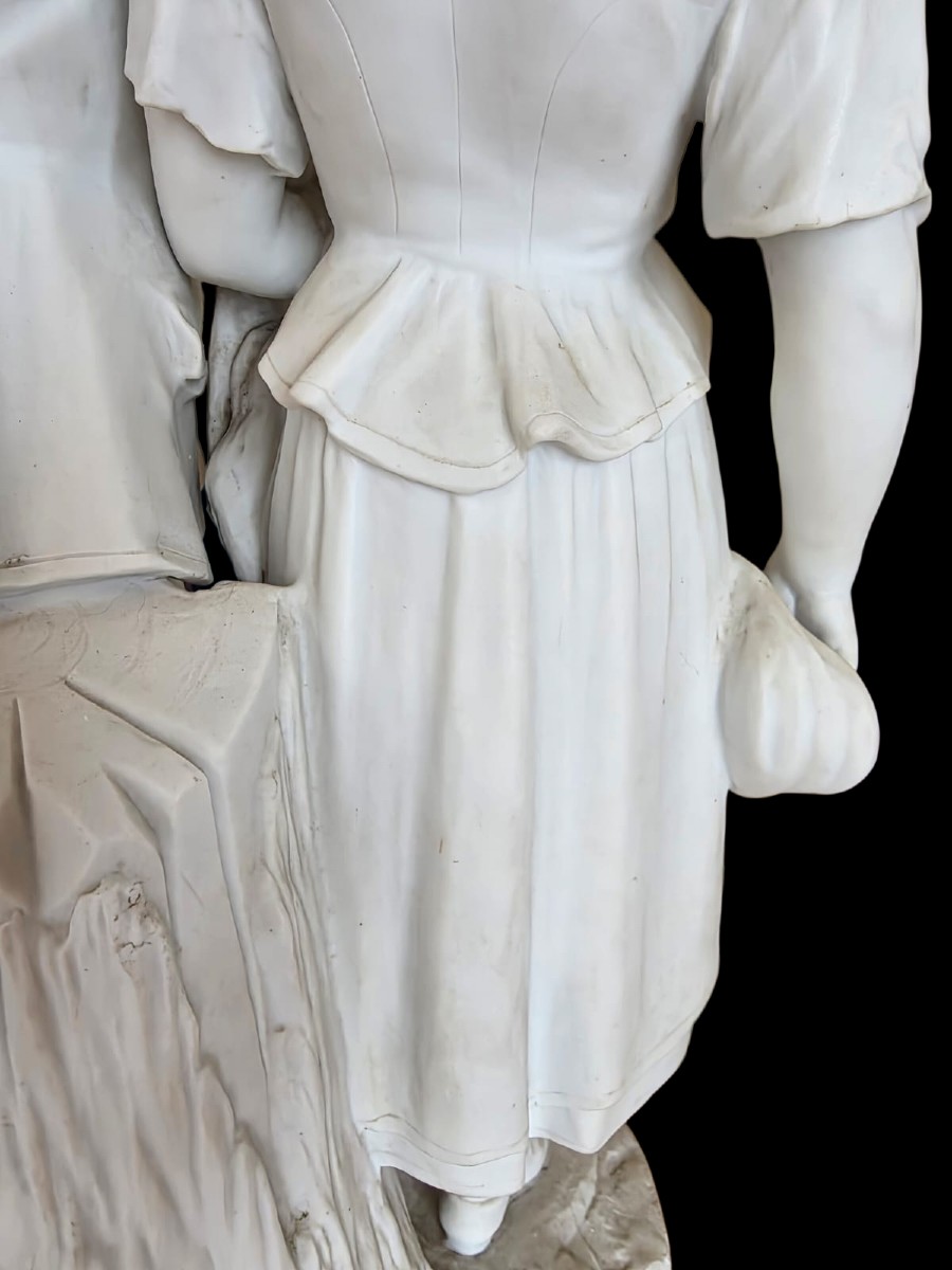 Important groupe en Biscuit Parian XIXeme signé Personnages italiens -photo-1