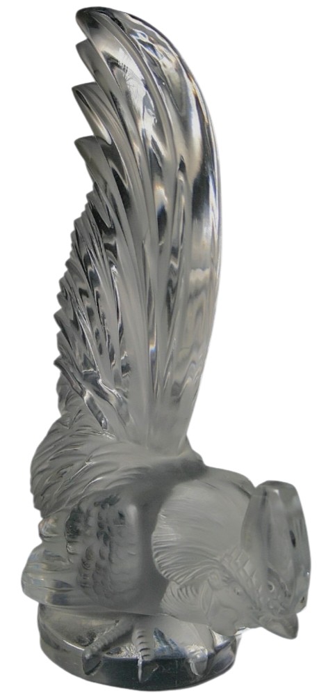 Coq nain lalique mascotte en cristal blanc moulé pressé  Signé dessous LALIQUE France-photo-2