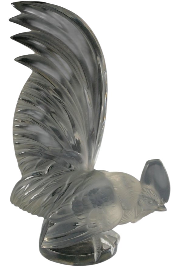 Coq nain lalique mascotte en cristal blanc moulé pressé  Signé dessous LALIQUE France-photo-3