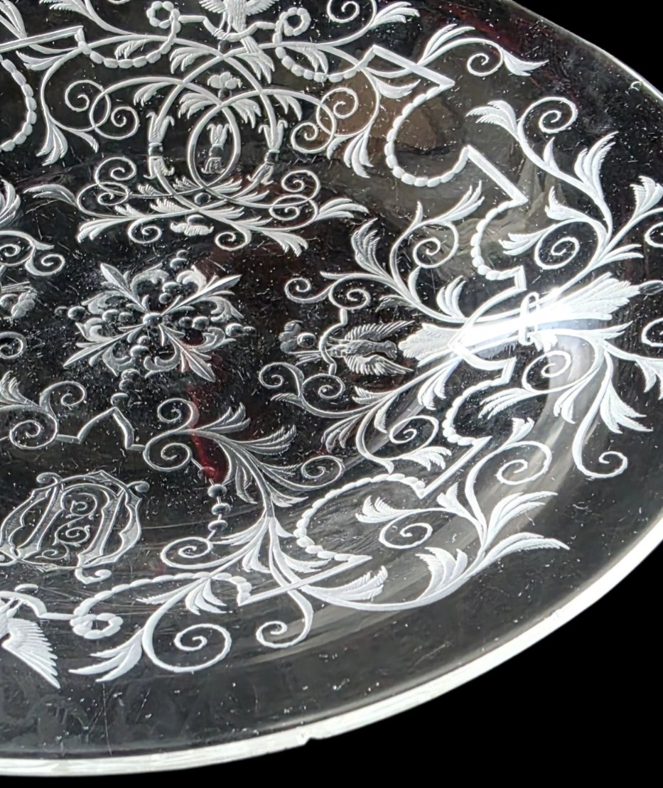 Lobmeyr Vienne 3 tasses et sous tasse XIXeme cristal taillé a la roue -photo-1