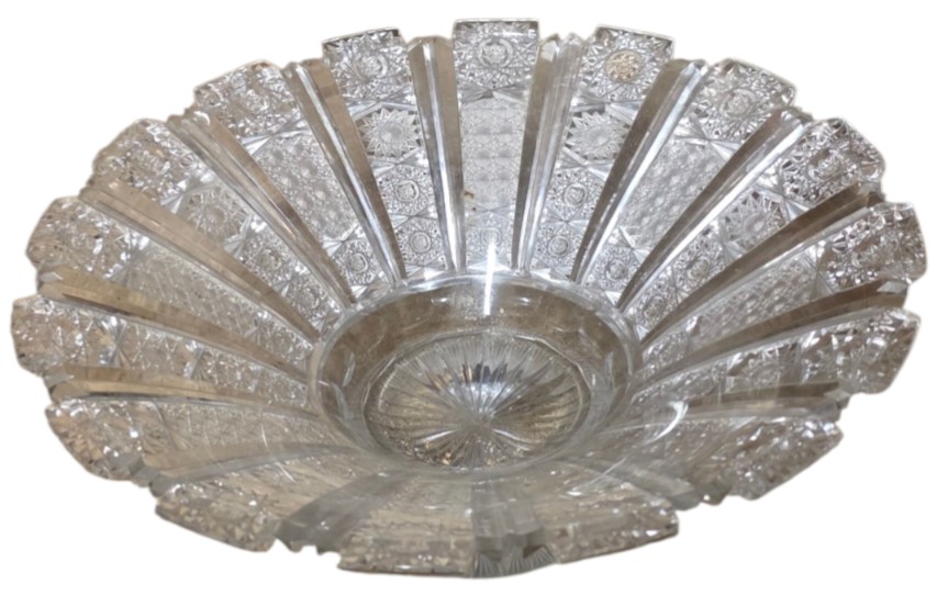 Coupe en cristal taillé Bohême centre de table coupe à fruits -photo-2