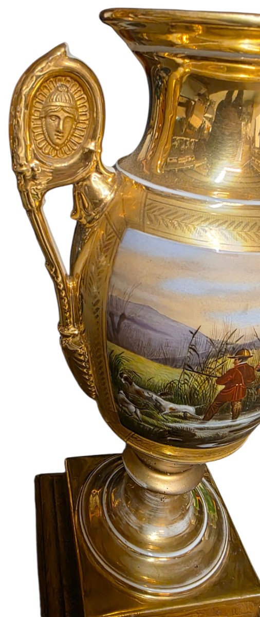 Important vase empire porcelaine de Paris XIXeme   -photo-2